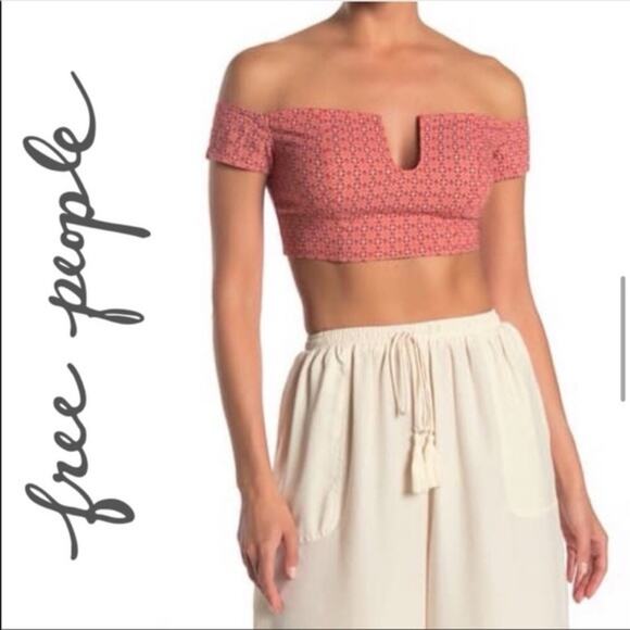 Free People Lucky Now Brami Vermillionette Combo Cropped Top Small - Picture 4 of 11